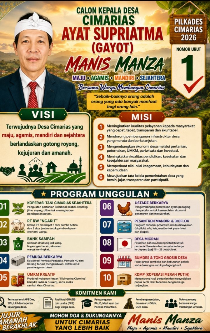 Ayat Supriatma, Calon Kades Cimarias Kec. Pamulihan, Sumedang, Jawa Barat
